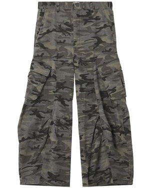 Izzue Camouflage-Print Cargo Trousers - Grey