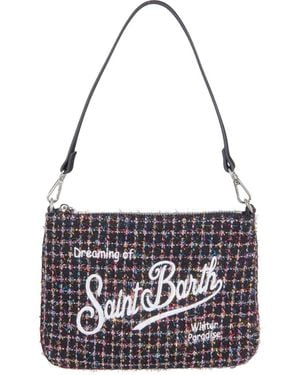 MC2 Saint Barth Logo-Embroidered Zip-Fastening Clutch Bag - White