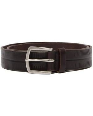 Orciani Ribbed-Detailing Leather Belt - White