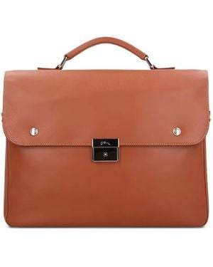 Longchamp Le Foulonne Leather Top-Handle Briefcase - Brown