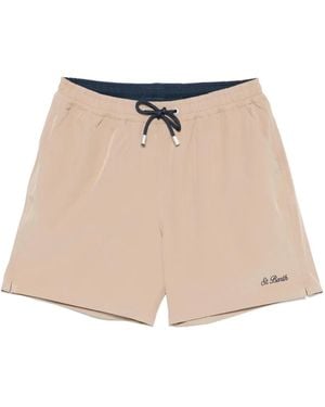 Mc2 Saint Barth Logo-Patch Swim Shorts - Natural