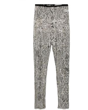 Gemy Maalouf Lace-Pattern Metallic Leggings - Gray