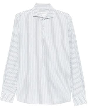 Profuomo Striped Long-Sleeve Shirt - White