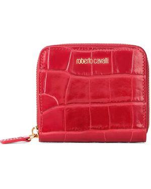 Roberto Cavalli Embossed Zip Wallet - Red