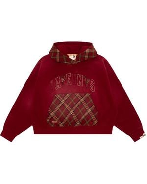 A Bathing Ape Tartan Appliqué Hoodie - Red
