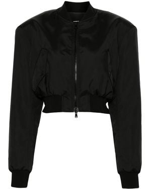 Wardrobe NYC Zip-Up Cropped Bomber Jacket - Black