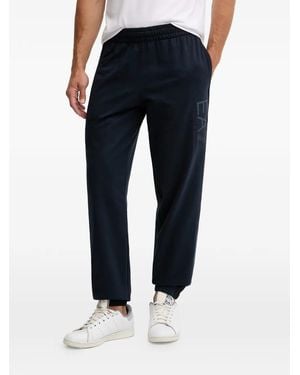 EA7 Logo-Embroidered Elasticated-Waist Track Pants - Blue