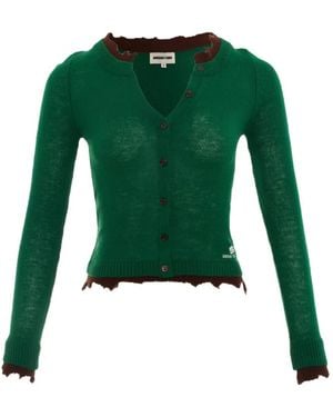 ShuShu/Tong Ungesäumter Cardigan Mit Kontrastbesatz - Grün