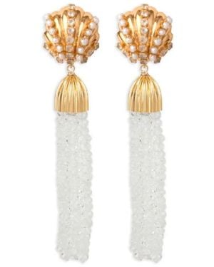 Bounkit Pendientes con detalles de cristales - Blanco