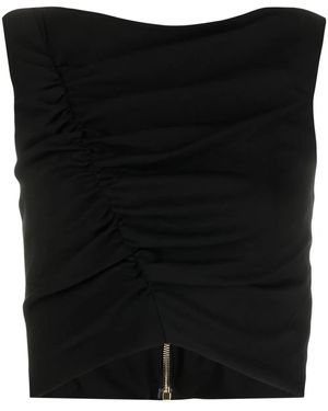 Versace Gathered Sleeveless Top - Black