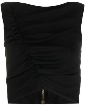 Versace Gathered Sleeveless Top - Black