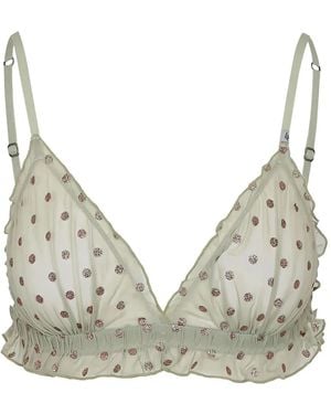 Love Stories Glitter-dot Ruffled Bra - ナチュラル