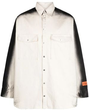 Heron Preston Faded-Effect Logo-Patch Shirt - Natural