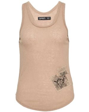 OPEN YY Yy Patch Tank Top - Natural