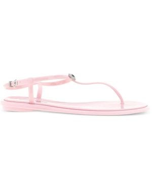 Mach & Mach Double Bow Crystal-Embellished Flat Sandals - Pink