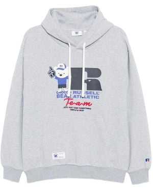 Chocoolate X Russell Athletic Graphic-Print Hoodie - Grey