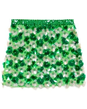 P.A.R.O.S.H. Sequin-Floral Mini Skirt - Green