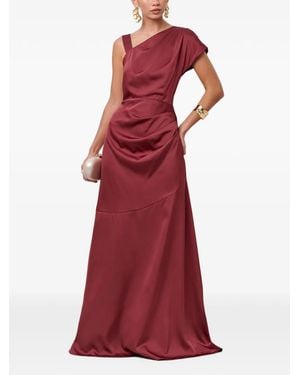 Savel Natalia One-Shoulder Draped Maxi Gown - Red