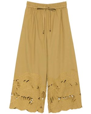 Zimmermann Mahon Cut-Out Embroidered Trousers - Yellow