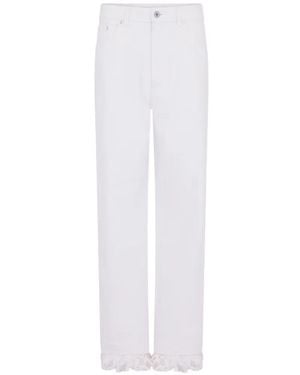 Rabanne Vaqueros Estilo Baggy Con Flecos - Blanco