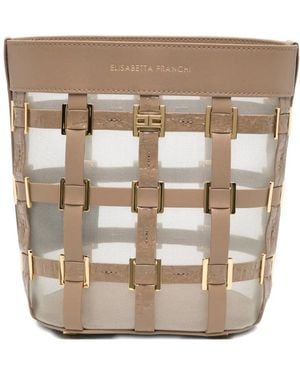 Elisabetta Franchi Logo-Detail Bucket Bag - White
