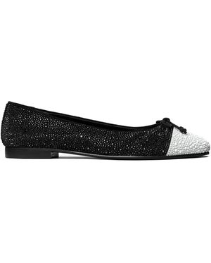 Tory Burch Cap-Toe Crystal Ballet Flats - Black