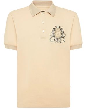 Billionaire Crest-Embroidered Polo Shirt - Natural