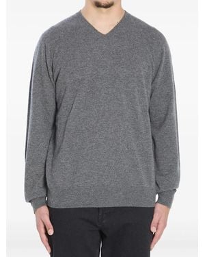 The Row Rod Geribbelde Trui Met V-Hals - Grijs
