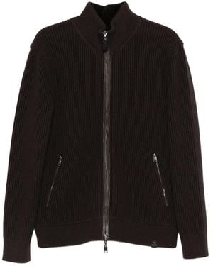 Brioni Zip-Fastening Ribbed Cardigan - Black