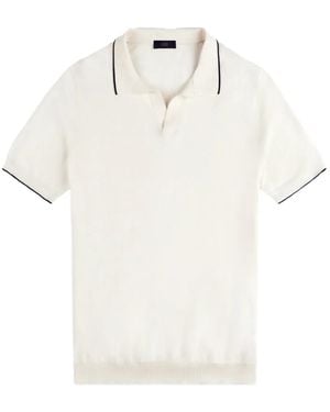 Fay V-Neck Piping T-Shirt - White