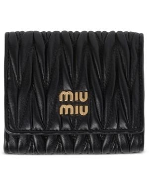 Miu Miu Small Matelassé Nappa-Leather Wallet - Black