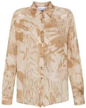 Blumarine Two-Tone Viscose Shirt - Natural