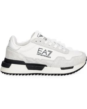 EA7 Logo-Print Panelled Trainers - White