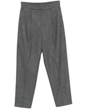 PT Torino Houndstooth-Pattern Pleated Tailored Trousers - Grey