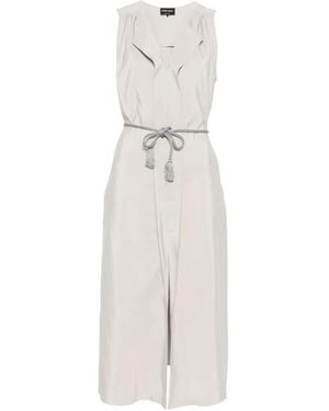 Giorgio Armani Shawl Tassel Midi Dress - White
