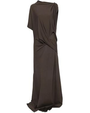 ELY ELY Asymmetric Draped Maxi Dress - White