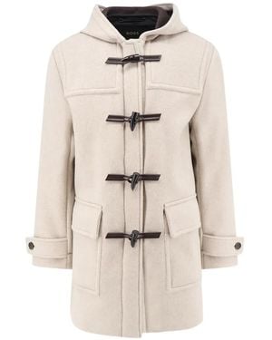 BOSS Toggle-Fastening Hooded Duffle Coat - White