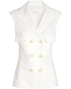 Genny Double-Breasted Pocket Vest - White