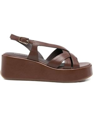 Bruno Premi Crossover-Strap Platform Sandals - Brown
