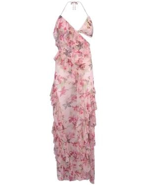 PATBO Orchid Bloom Floral-Print Cut-Out Ruffled Maxi Dress - Pink