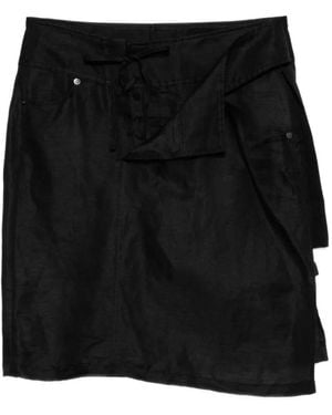 Yohji Yamamoto Falda Con Cordones - Negro