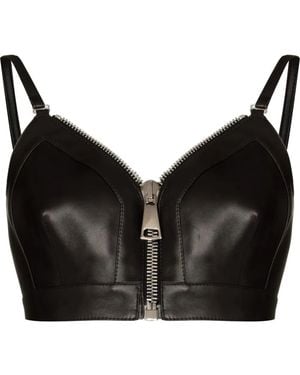 McQueen Top Estilo Sujetador Con Cremallera - Negro