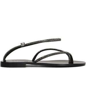EDDI CUOMO Crystal-Embellished Flat Sandals - Black