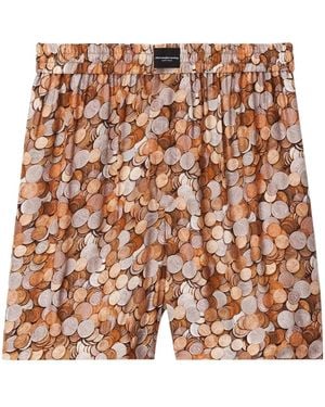 Alexander Wang Coin-Print Elasticated Shorts - Brown