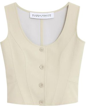 Gloria Coelho Button-Fastening Seam-Detail Top - White
