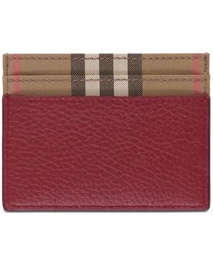 Burberry Tarjetero Con Motivo Vintage Check De Piel Granulada - Rojo