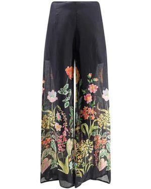LAVI COUTURE Floral-Print Palazzo Trousers - White