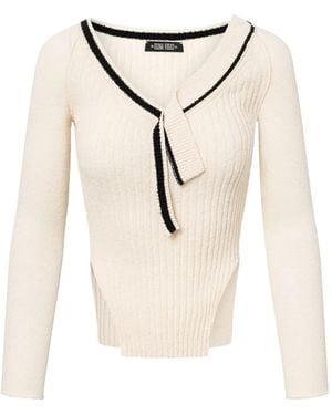 Elena Velez Varsity Knitted Top - Natural