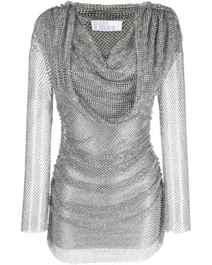 GIUSEPPE DI MORABITO Crystal-Embellished Mesh Minidress - Grey