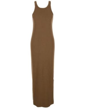 Jucca Ribbed Sleeveless Midi Dress - Natural
